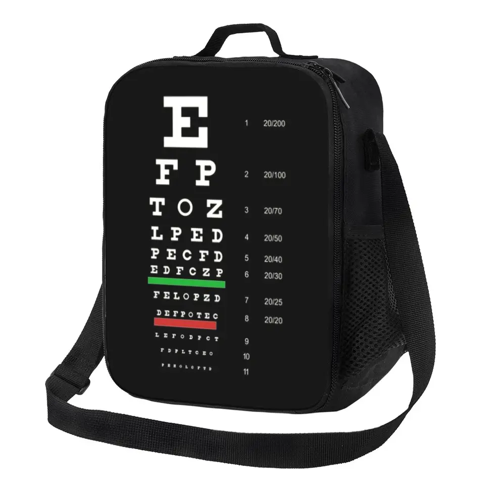 Snellen Eye Graf izolovaný obedový taška pre ženy optometristické optici chladič tepelný obed v pokladni piknik cestovanie
