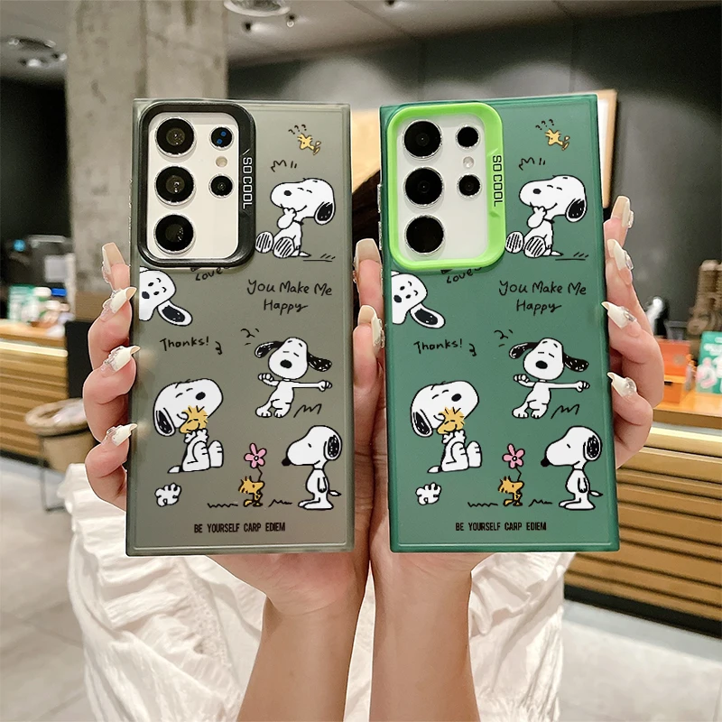 Snoopy Cute Cartoon Logo Fall Shock odolný voči nárazu pre Samsung Galaxy S24 S23 Ultra S22 S21 S20 Plus Fe Poznámka 20 kryt WK316