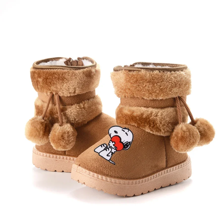 Snoopy Detské bavlnené topánky v snehu v zimných kožušinových topánkach Zhruba chlapec Girl Príležitostné topánky teplé bavlnené topánky Príležitostné topánky