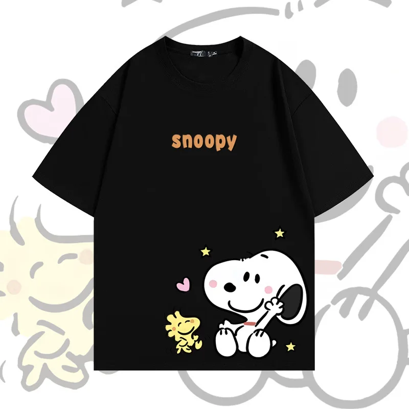 Snoopy Print Pánske tričká s krátkym rukávom Funny karikatúra Grafické letné ležérne tričko Men oblečenie módne ženy nadmerné vrcholy