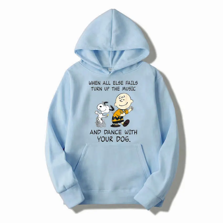 Snoopy The Music & Dance With Your Dog Men Hoodie Cartoon Fashion Women Nadmerná mikina mikiny na jar