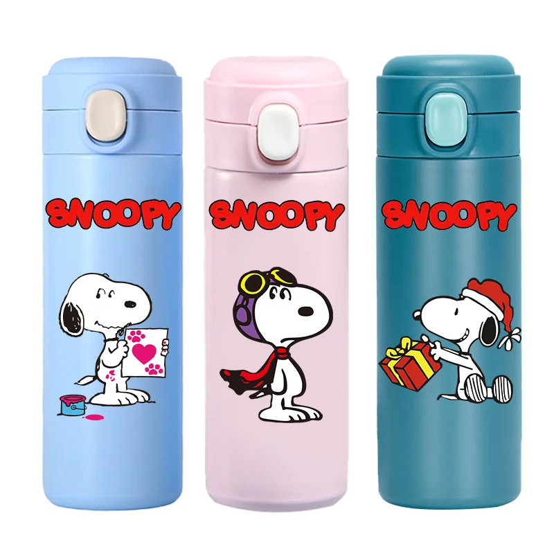 Snoopy Thermal Cup 420 ml vonkajšia športová vodná šálka roztomilý pes Charlie Brown Prenosná pitná kapacita fľaša z nehrdzavejúcej ocele