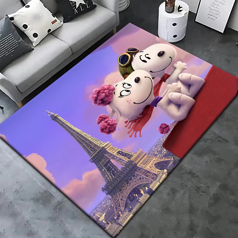 Snoopy tlačené koberce obývacia izba domáca dekorácia pohovka na stole prikrývka nekĺzavá podlahová podlaha na voľný čas kemping.