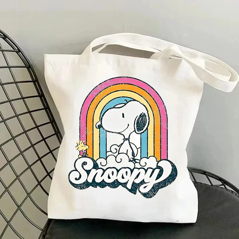Snoopy unisex kabelka karikatúra voľný čas Harajuku Casual Commuter Ramer Bag Cute Streetwear Outdoor Women Daily Canvas taška