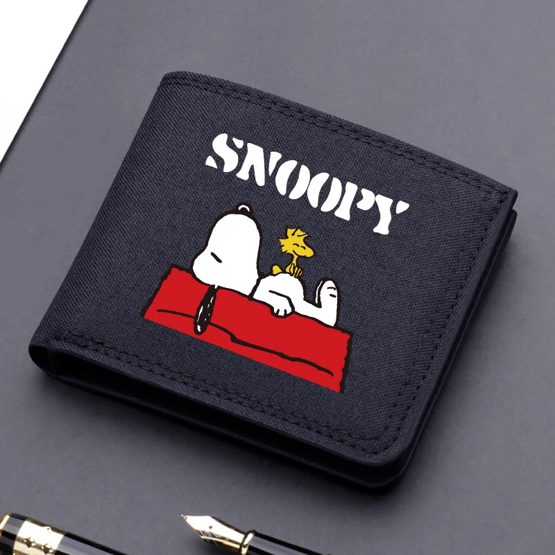 Snoopys plátno peňaženka karikatúra psa krátky skladací kabelka roztomilý chlapec držiteľ módne deti Coin Photo puzdro k narodeninám darčeky