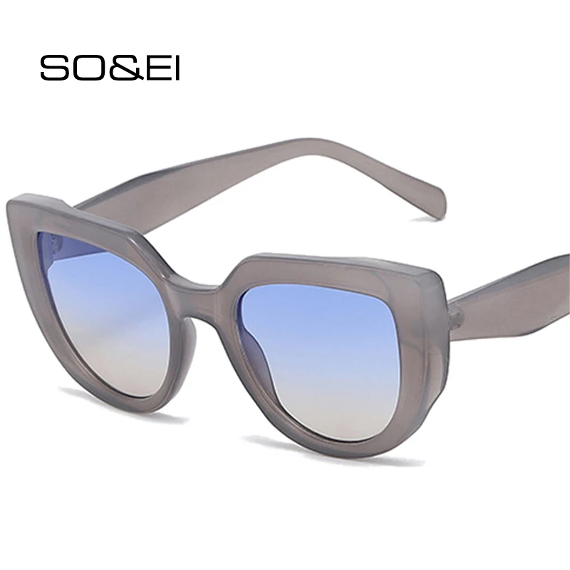 SO & EI Fashion Dvojfarebná mačka oči Ženy Luxusné slnečné okuliare Retro značné dizajnérske odtiene Gradienty UV400 Trendy Men Slnko okuliare