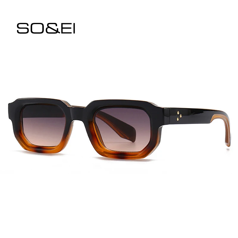 SO & EI Fashion Square Nivets Ženy Slnečné okuliare odtiene UV400 Retro gradient Men Punk Sun Gula