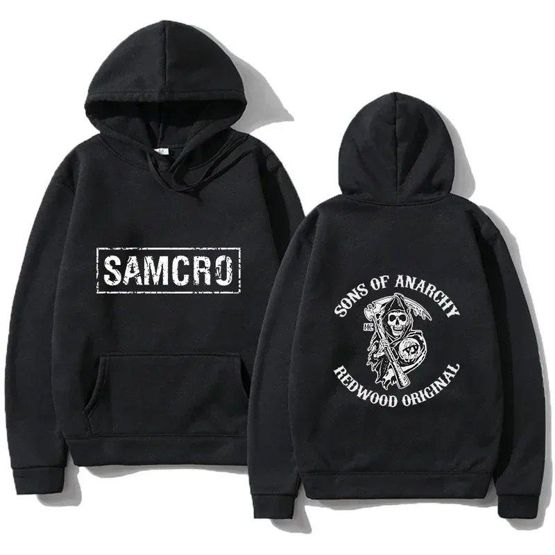 Soa-synovia anarchie Samcro Graphics Hoodie for Men Streetwear Rock Punk Mikiny muž Harajuku Trend Vintage Nadmerné kapucňa