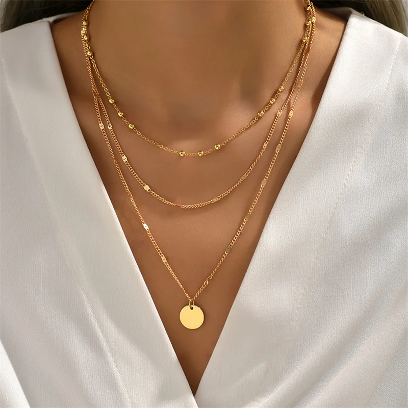 Soar East Fashion a personalizovaný kruhový prívesok s viacvrstvovým náhrdelníkom súpravy CollarBone pre ženy módne šperky