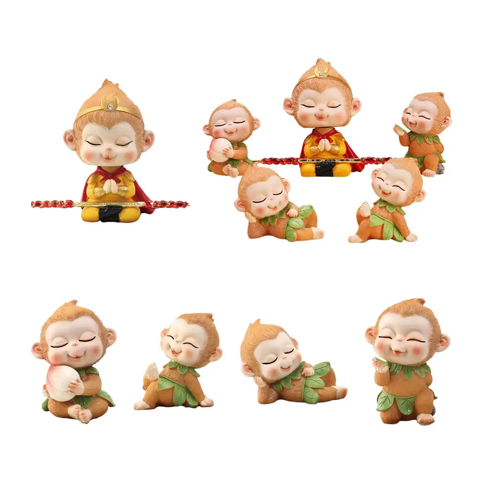Socha miniatúrnej živice figuríny opíc Sun Sun Wukong Socha opice King postava pre kabinetu záhradná záhrada na chodníku automobil