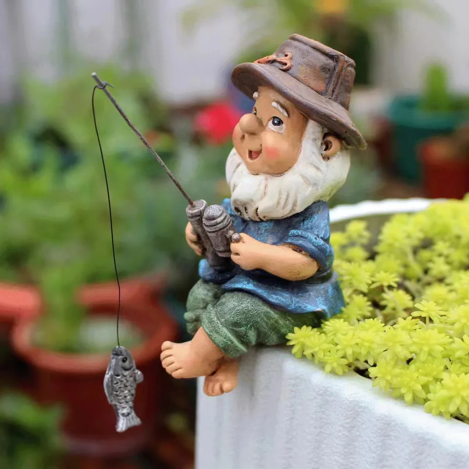 Socha záhrady Gnome na veľkých húb, vonkajšie záhradné dekorácie, vtipné figúrky pre dekorácie na terase