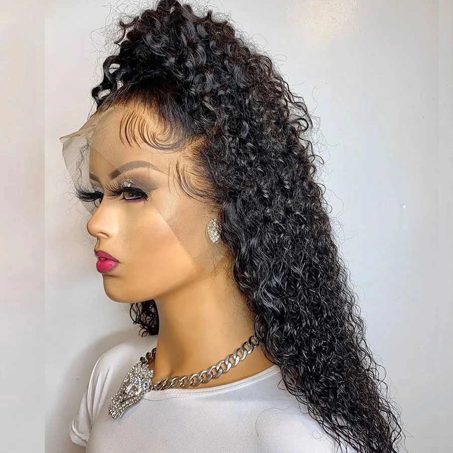 Soft 26 '' dlhé čierne výstredné kučeravé kučeravé 180 -hustota čipka prednej parochne pre africké ženy babyhair tepelne odolné voči predplňovaniu bezplnkovaného bezplnkovaného bezplknutia