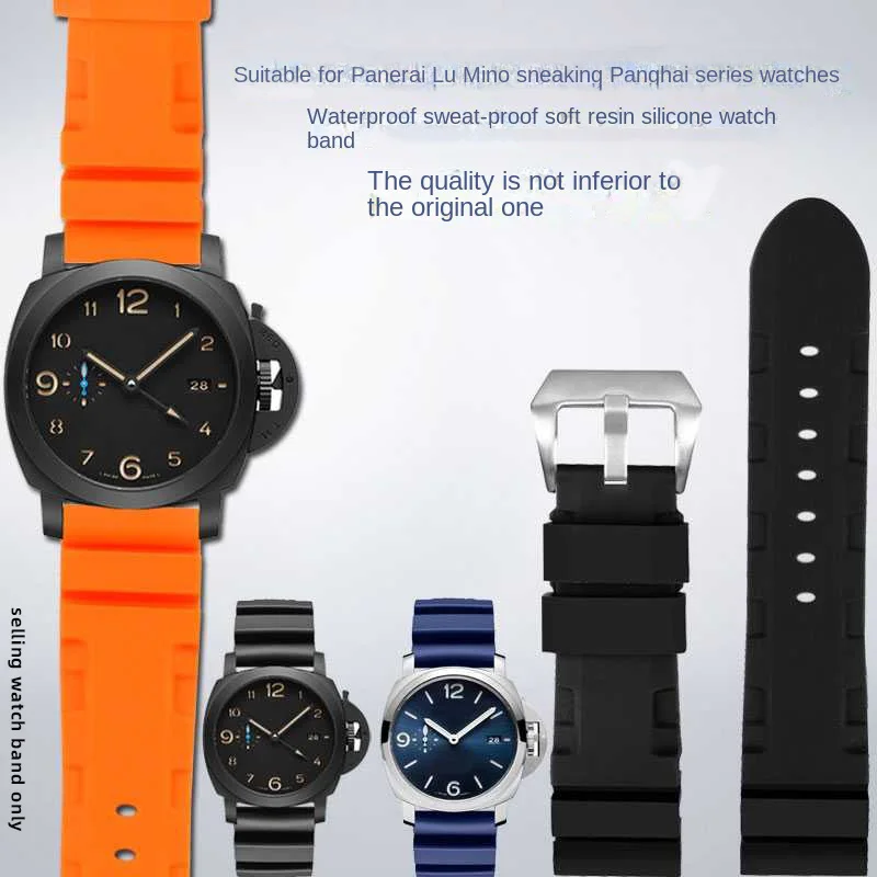 Soft Silikone Gum Watch Band pre panerai ponorné PAM 441 359 séria 22 mm 24mm Men Men sledujte remienok Oranžové hodinky Príslušenstvo