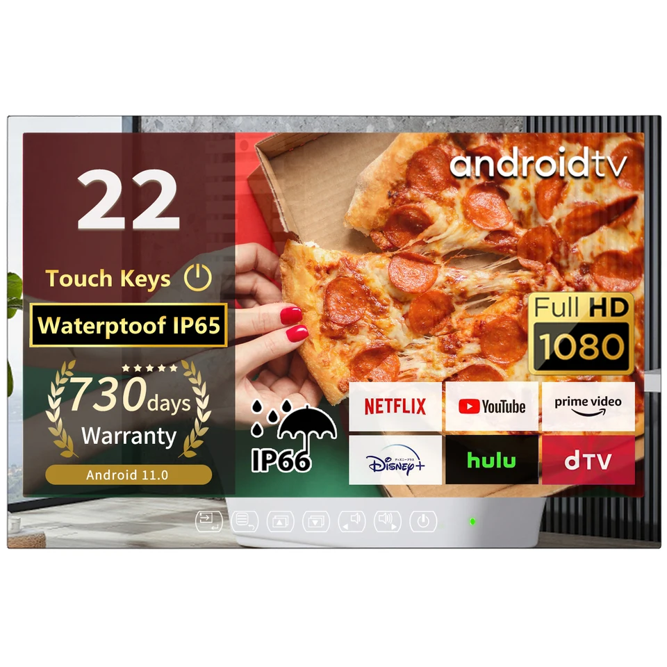 SOLACA 22INCHES SMART MROKRION TV WATERPORPLE 1080P HD PANEL Vstavaný WiFi Bluetooth Android 11.0 Nový model 2024 Magic LED USA EÚ EÚ