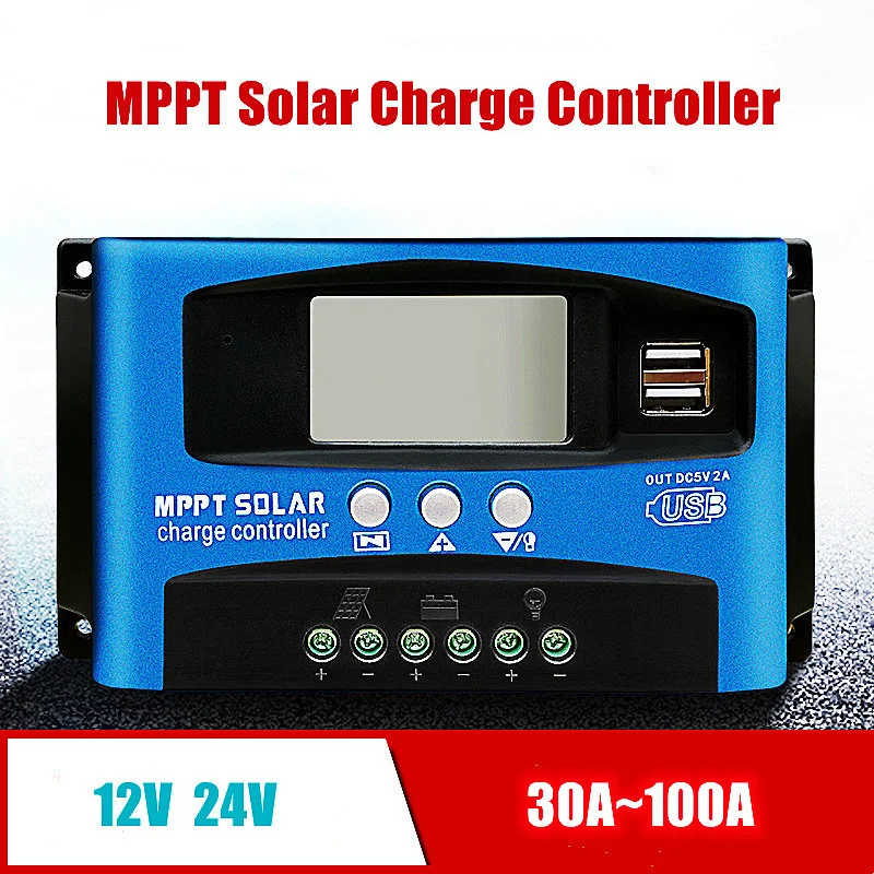 Solar Controller MPPT 100A 60A 50A 40A 30A Dual USB LCD displej 12v 24v
