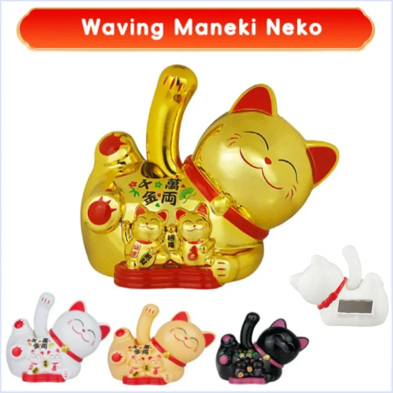 Solar -Powed Maneki Neko Lucky Cat privítať čínsku šťastnú mačku mávo