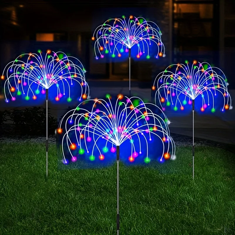 Solar-Poweed 60/120/180 LED Firework Svetlo: 8 režimov, ktorá sa mení, vodotesná záhrada a trávnik slávnostná dekorácia, automatické zapnutie/vypnutie
