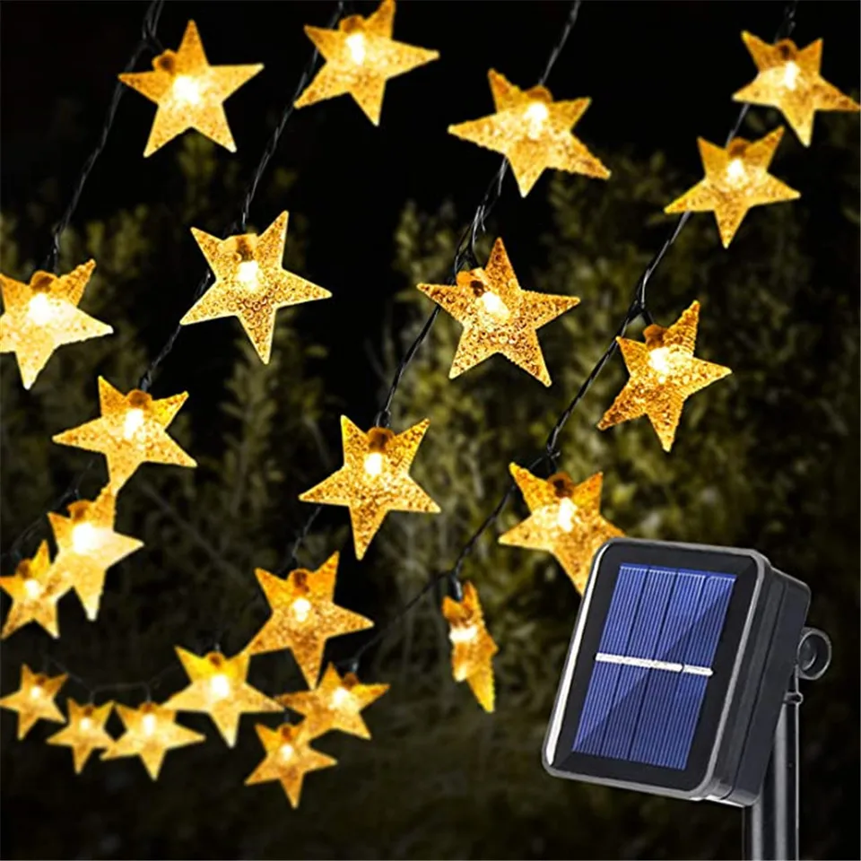 Solar Star String Lights 8 režimy Twinkle rozprávková vodotesná girlanda pre vonkajšie záhrady vianočný stromček plot plot dekor