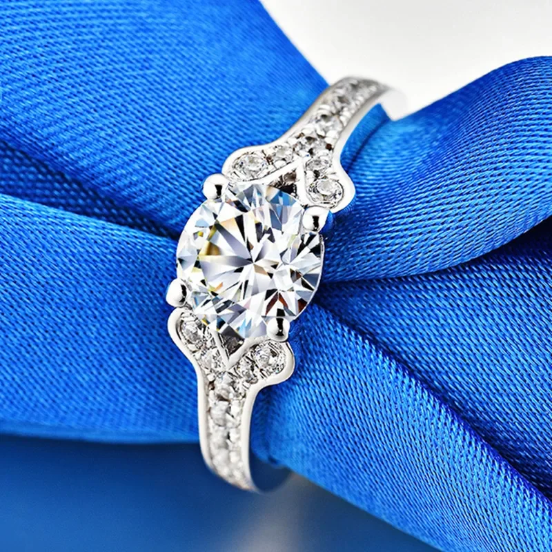 Solité 14k biele zlato AU585 Platinum PT950 Nová žena jednoduchý diamant Diamond Ring Girls Pár prsteňov