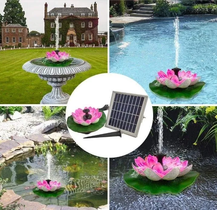 Solárna fontána Cestujúci postrekovače pre vodu vonkajší bazén Cere Solar Floating Floating Postrekovač kov Rotačný