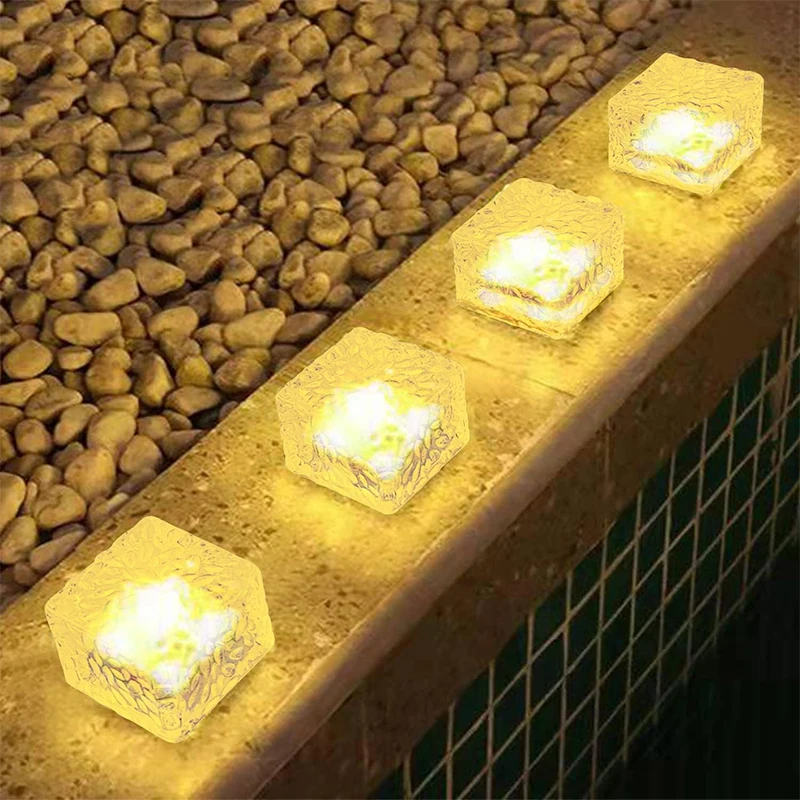 Solárna LED ľadová kocka tehlové svetlá vonkajšie 1 LED vodotesné schodisko Krok dlaždí lampa na dvore terasa záhradné dekorácie svetlo