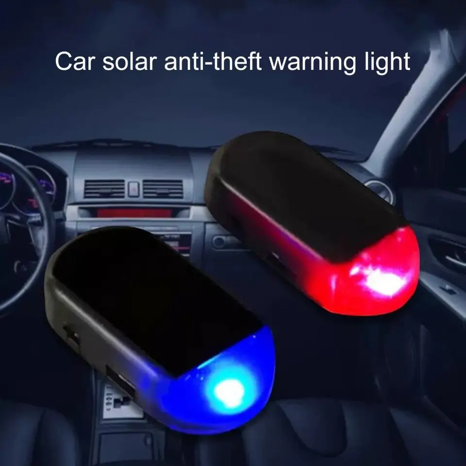 Solárne auto Alarm LED svetlo Kompaktná veľkosť prenosná dobíjateľná simulovaná simulačná imitácia bezpečnostný systém výstražná lampa anti-krádež zariadenia