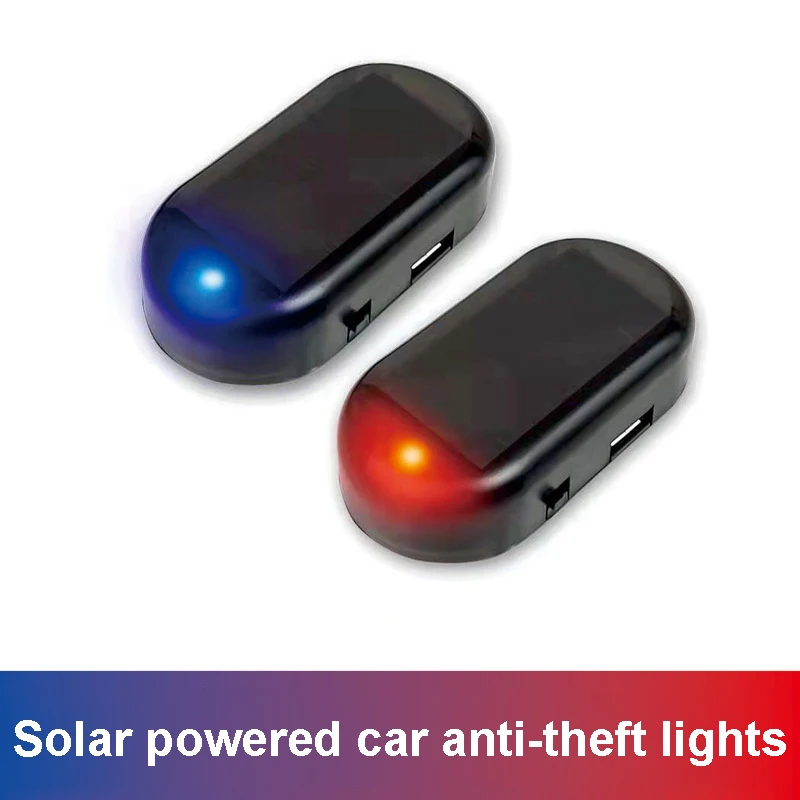Solárne auto Falošné bezpečnostné svetlo Super jasné blikajúce imitácia lampa bezdrôtového strobe signál Alarm proti krádeži varovania