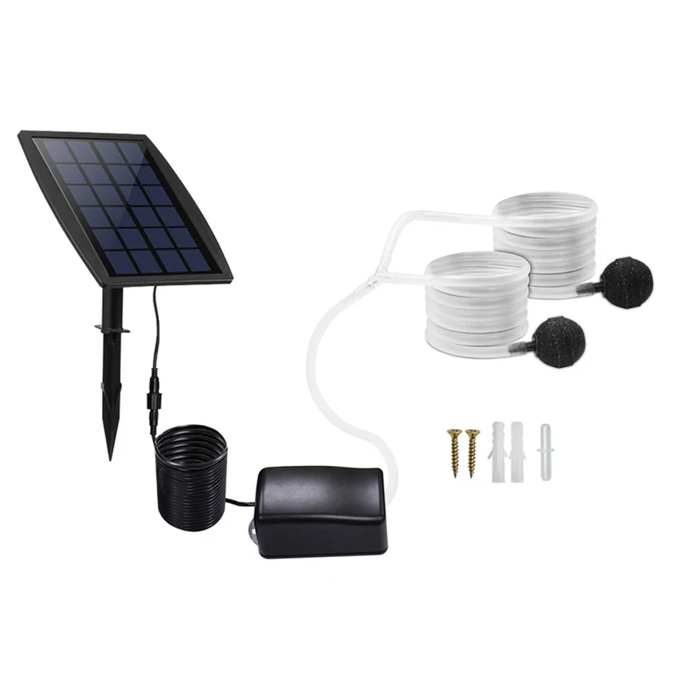 Solárne kyslíkové čerpadlo s nízkym hlukom Solárne kyslíkové čerpadlo Vodné čerpadlo 6V/2,5W Vstavané 3,7 V/1800 mAh lítiová batéria pre vonkajšie/akvárium