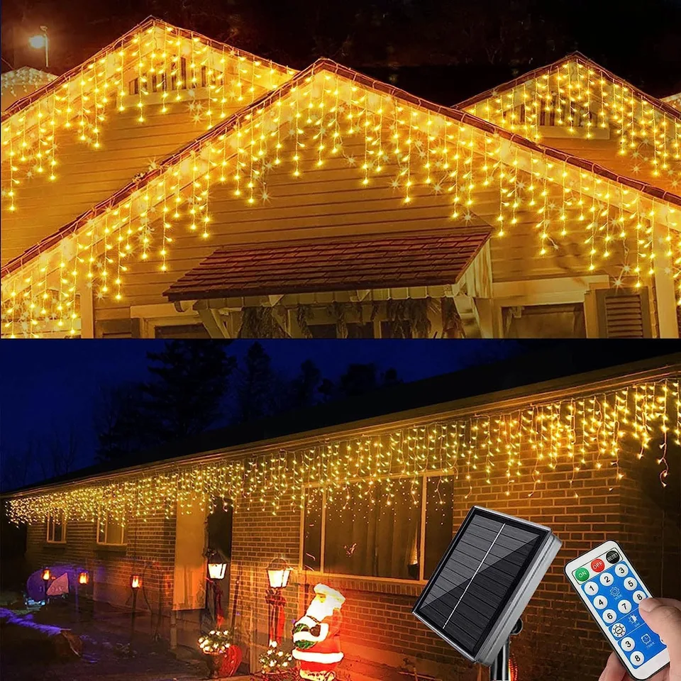 Solárne LED závesné svetlá 3/5/6 m vianočné girlandy String Light Festoon Holiday Light For Wedding Street Decor Lighting