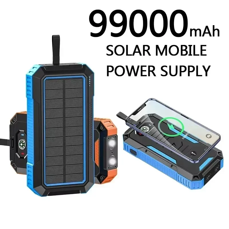 Solárne panely Power Bank Wireless Nabíjanie Solárne telefón nabíjačka 99000 mAh s kempingovou lampou nabíjačku mobilného telefónu USB Power Bank