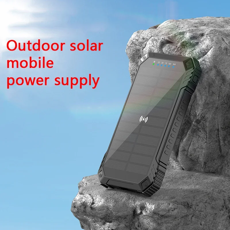 Solárne panely Power Bank Wireless Nabíjanie Solárne telefón nabíjačku 30000 mAh s kempingovou lampou nabíjačku mobilného telefónu USB Power Bank
