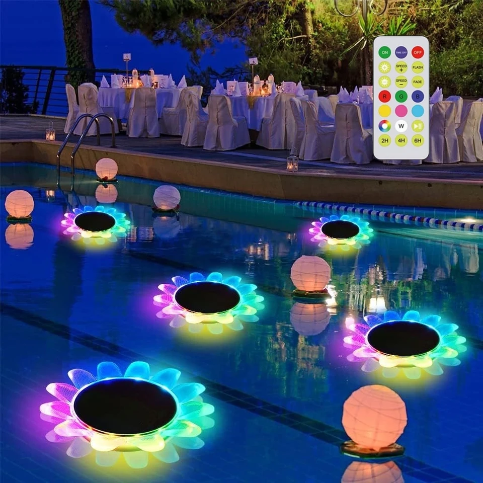 Solárne plávajúce bazén LED LED LED diaľkové ovládanie jazierok fontána Light Courtyard Dekorácia Light záhradná krajina slnečnicové svetlo