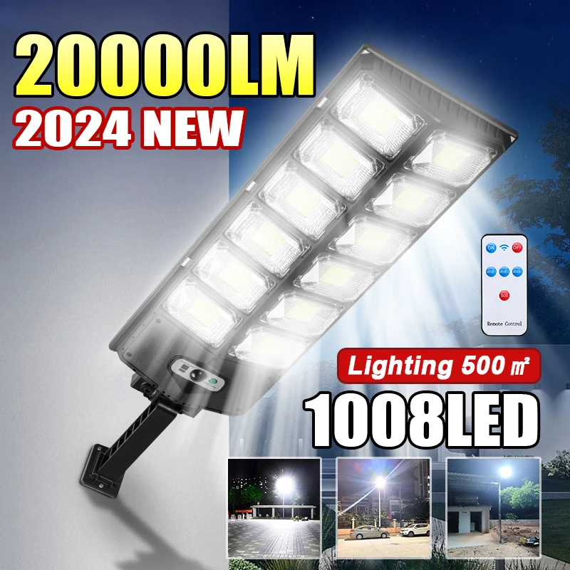 Solárne svetlo s hmotnosťou 20000lm pre vonkajšiu vonkajšiu solárnu lampu s pohybu Senzor Sensor Light Svetlo pouličná lampa vodotesná vonkajšie solárne svetlá