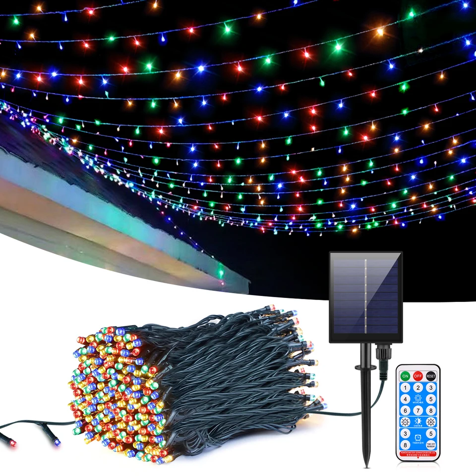 Solárne svetlo Vianoce pre vonkajšie záhradné LED svetlá Vily String Lights Witerprood Yard Girland Svadobná sviatočná večierok Decorácie