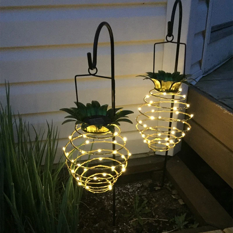 Solárne záhradné svetlá ananásový tvar vonkajšie solárne zavesenie svetlo vodotesná nástenná lampa víla Nočné svetlo železný drôt umelecký dom