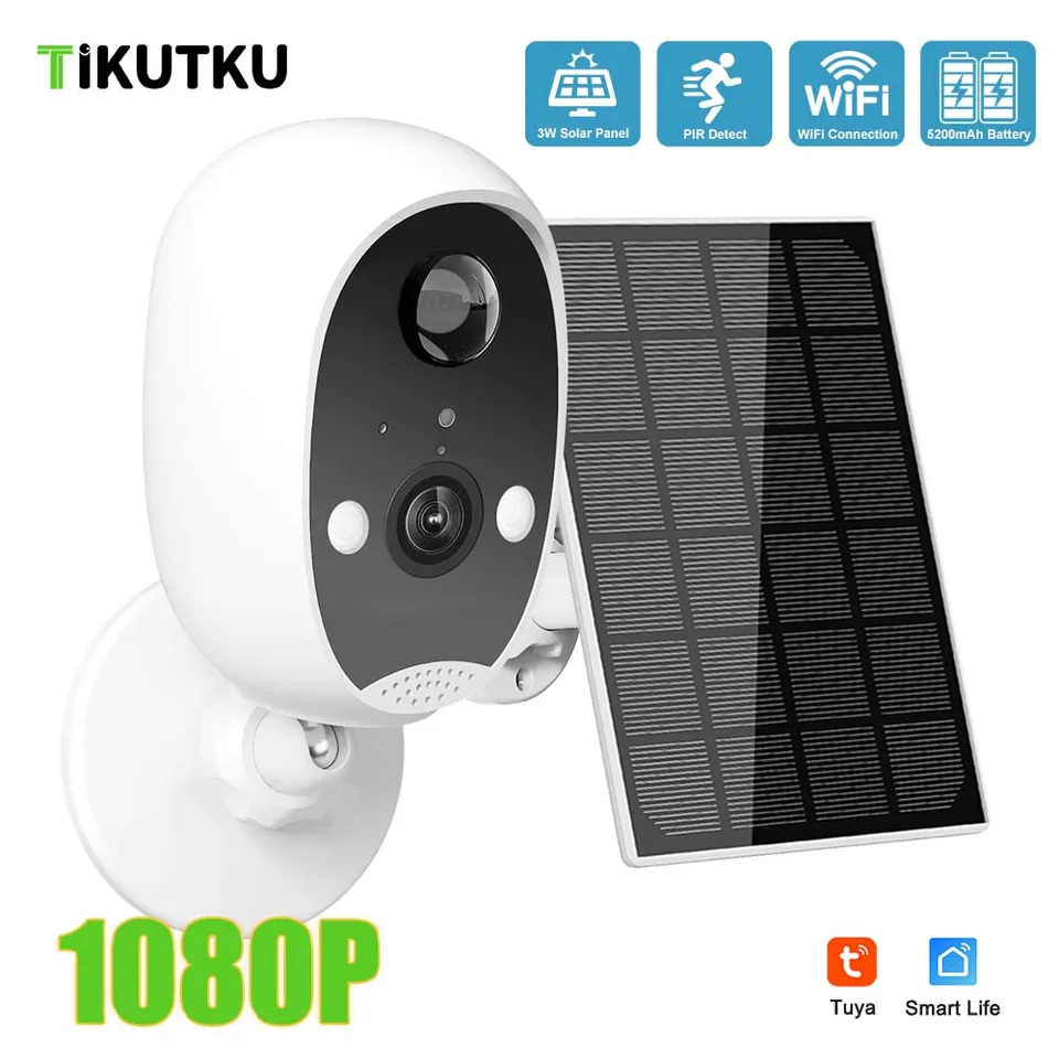 Solárny fotoaparát TUYA WiFi Wireless 1080p Outdoor Vodotesné nabíjateľnú ochranu proti bezpečnosti batérie CCTV videa sledovanie