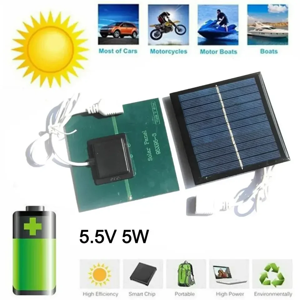 Solárny panel 5W 5,5 V s výstupnou nabíjačkou USB môže nabíjať batériu 3,7 V-5V pre RV Camping Huts Nabíjačku napájanie napájania