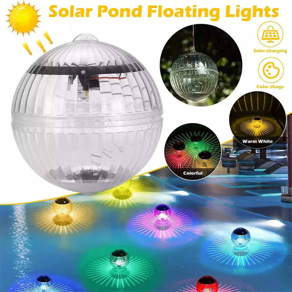 Solárny plávajúci bazén Outdoor plávajúce guľôčkové lampa Solárne farby Zmena bazéna Party Night Light Pool llghts bazénové príslušenstvo