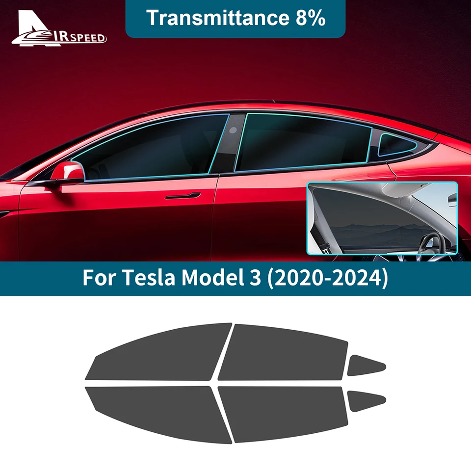 Solárny UV chránič Solar UV Film pre bočné okno pre auto pre Tesla Model 3 Model3 2018 2019 2020 2021 2022 2023 2024 Príslušenstvo