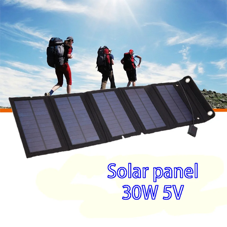 Solárny článok 30W fotovoltaické panely USB nabíjačka Systém batéria V 5V Prenosná flexibilná flexibilná slnečná sada slnečných kempingov energie