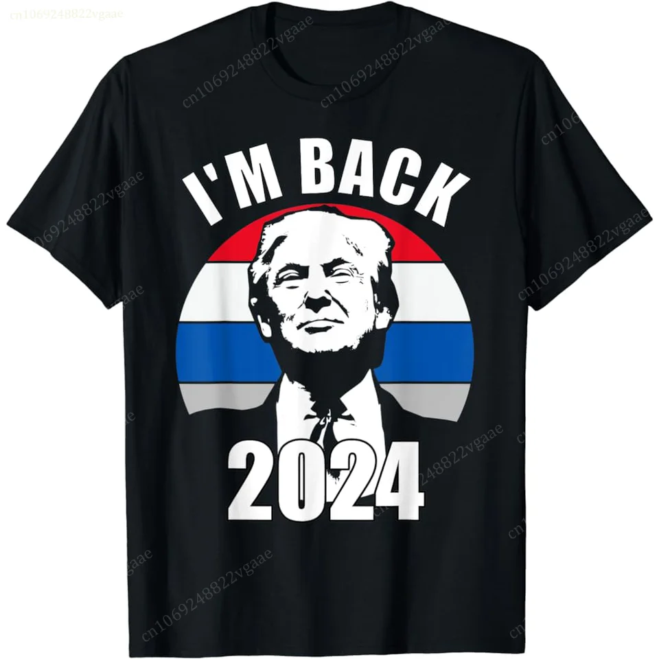Som späť Trump 2024 Tričko Tričko Funny T tričko Men ženy bavlnené krátke rukávy Topy, vďaka čomu je Amerika opäť skvelým prezidentom MAGA