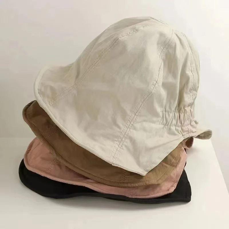 Sombreros de sol de ala ancha para hombres y Mujeres, sombrero de cubo plegable con arugas, Visera de secado rapido para playa