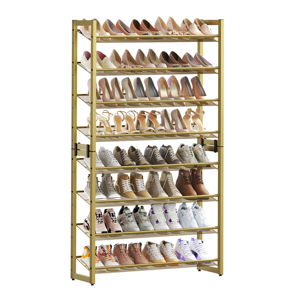 SongMics Shoe Rack, 8-stupňový organizátor topánok, kovové úložisko pre garáž, vstup, set 2, 4-stupňová stohovacia polica topánok