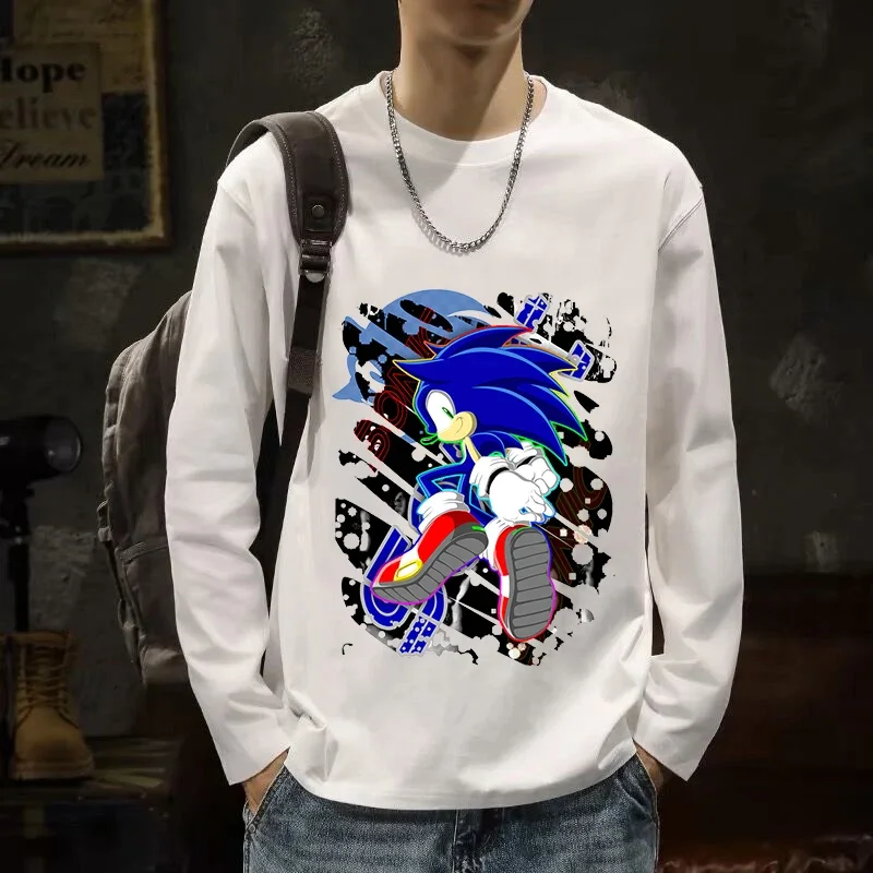 Sonics Cotton Tričko Dospelé tričko Girl Girl Casy Loose Anime Tlač dlhých rukávov Dlhé rukávy Top ženy Men muž Jar jesen