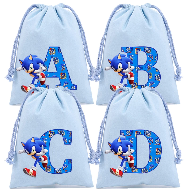 Sonics DrawString Cartoon Lets Darčeková taška Kozmetická taška Prenosné skladovanie organizovanie tašky Draw vrecka toaletné vrecko anime darčeky