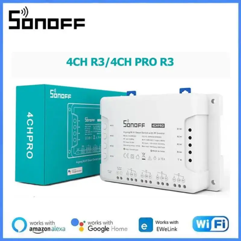 Sonoff 4ch R3 /4ch Pro R3 4 Gang Smart WiFi Switch 433MHz DIN Rail Montáž bezdrôtový diaľkový ovládač DIY prepínač cez Ewelink