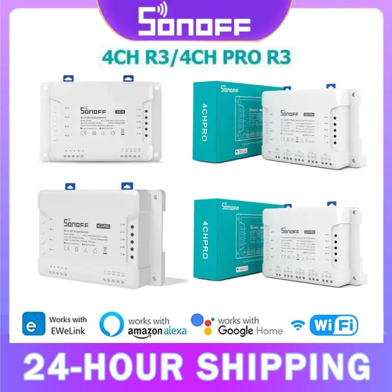 Sonoff 4ch R3 /4ch Pro R3 4 Gang Smart WiFi Switch 433MHz DIN Rail Montáž bezdrôtový diaľkový ovládač DIY prepínač cez Ewelink