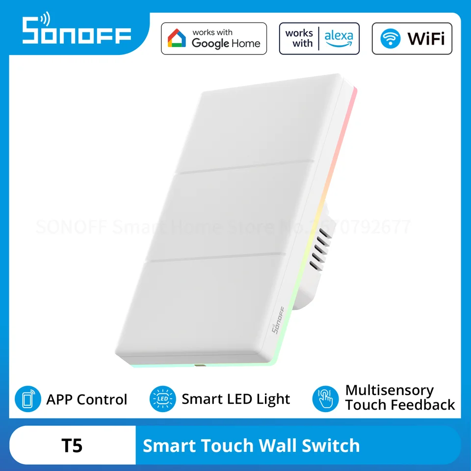 Sonoff T5 US WiFi Smart Touch Wall prepínač diaľkového ovládania hlasu hlasu inteligentná scéna Ewelink App Smart Home cez Alexa Google Alice