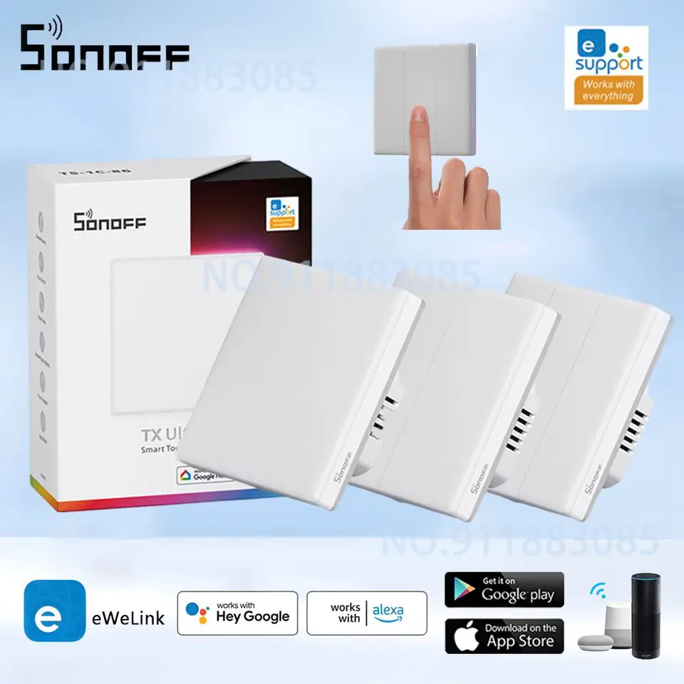 Sonoff TX Ultimate T5 Smart Wall Switch Ewelink diaľkový ovládací panel dotykový panel LED LEGGLE ODPAD SCENE prepínače cez Alexa Google
