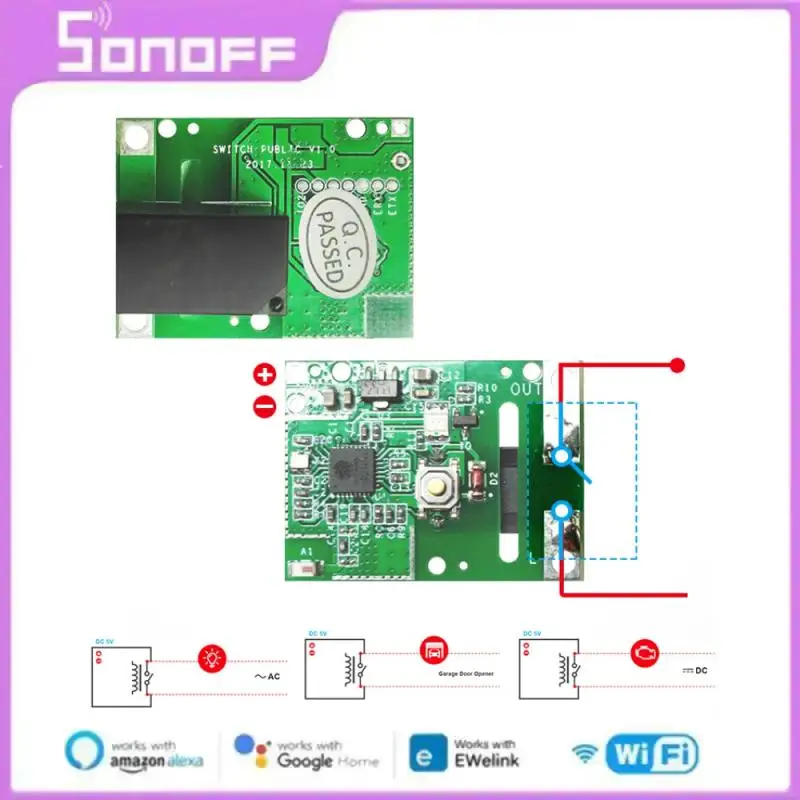 Sonoff WiFi RE5V1C 5V DC Smart Switch Relay Modul Smart Home Automation pre Ewelink Alexa Google Home Voice Control App